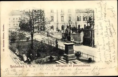 Ak Reichenbach im Vogtland, Solbrigplatz mit Bismarckdenkmal