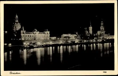 Ak Dresden Zentrum Altstadt, Vor der Zerstörung d. anglo-am. Bomb. im Februar 1945, Nacht