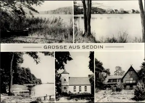 Ak Seddin Seddiner See Brandenburg, Uferpartie, Kirche, Wohnhaus