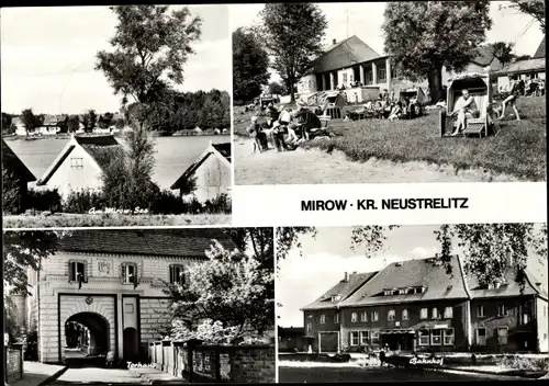 Ak Mirow Mecklenburgische Seenplatte, Am Mirow See, Bahnhof, Torhaus, Strandkorb