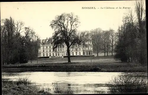 Ak Noisiel Seine-et-Marne, Le Chateau, et la Marne