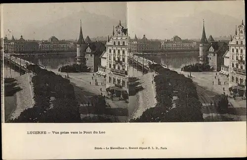 Stereo Ak Luzern Stadt Schweiz, Vue prise vers le Pont du Lac