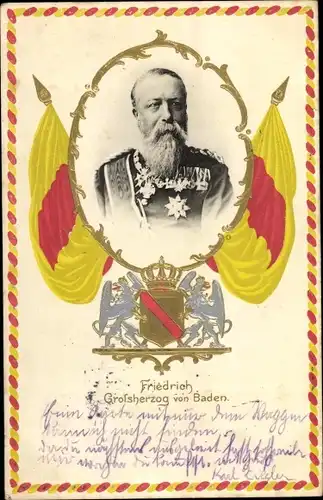 Präge Wappen Ak Großherzog Friedrich von Baden, Portrait