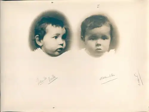 Foto Combalie, Henri, Toulouse, Portraitfotografie, zwei Köpfe von Kleinkindern