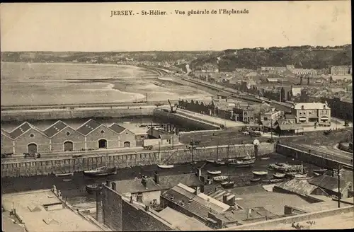 Ak Jersey Kanalinseln, St Helier, Vue generale de l'Esplanade