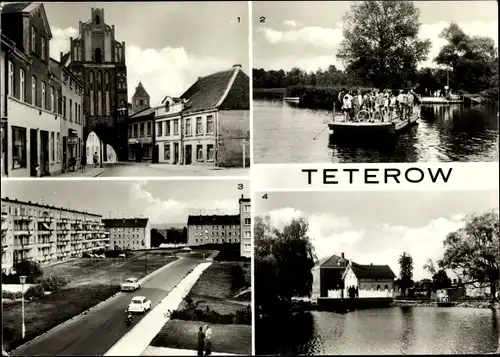 Ak Teterow Mecklenburg Vorpommern, Rostocker Tor, Fähre, Strassenansicht, Mühlenteich