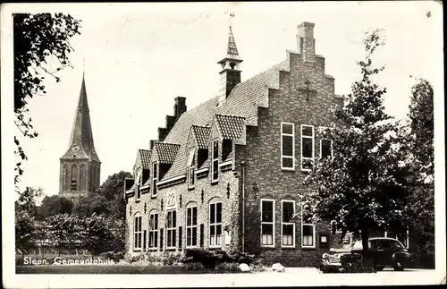 Ak Sleen Drenthe Niederlande, Gemeentehuis