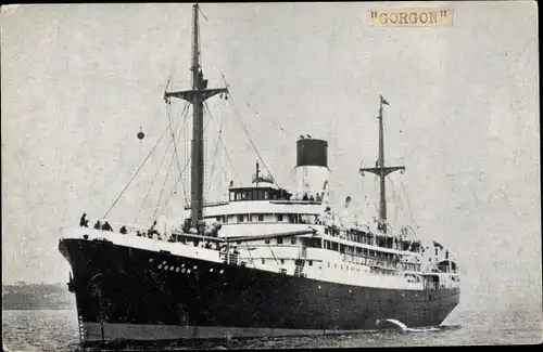 Foto Ak Steamer Gorgon, Dampfschiff, Blue Funnel Line