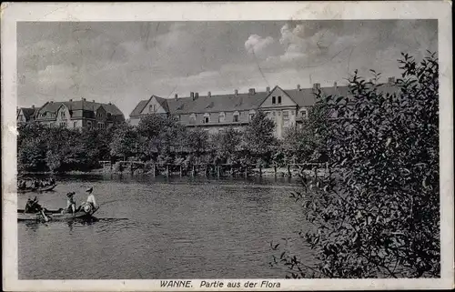 Ak Wanne Herne im Ruhrgebiet, Bootspartie aus der Flora