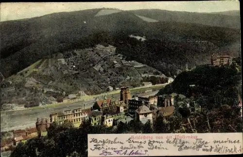 Relief Ak Heidelberg am Neckar, Panorama