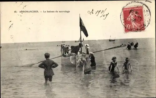 Ak Arromanches Calvados, Le Bateau de Sauvetage