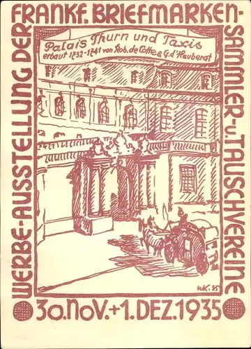 Künstler Ak Frankfurt am Main, Werbeausstellung der frankf. Briefmarkensammler u. Tauschvereine 1935