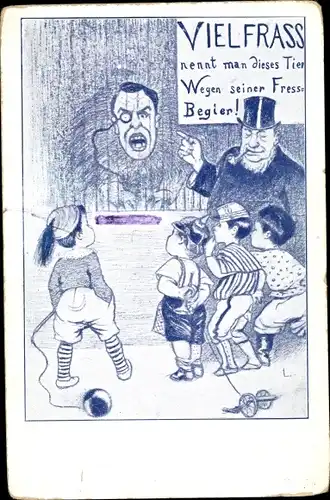 Künstler Ak Südafrika, Anti Großbritannien Propaganda, Chamberlain, Paul Kruger