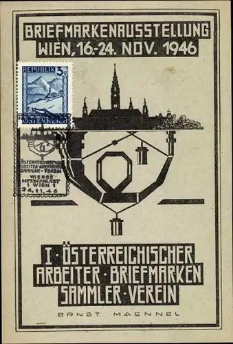 Künstler Ak Wien 1 Innere Stadt, Briefmarkensausstellung, 16.-24.11.1946