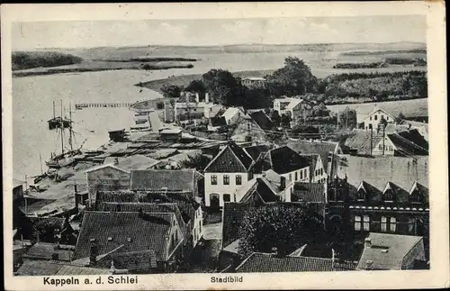 Ak Kappeln an der Schlei, Teilansicht, Vogelschau, Stadtbild