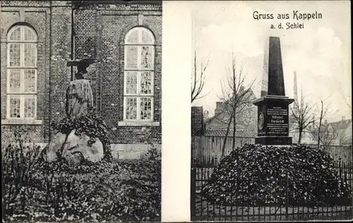 Ak Kappeln an der Schlei, Kaiser Wilhelm I. und Friedrich III. Denkmal, 1870er Denkmal