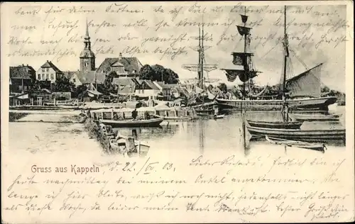 Ak Kappeln an der Schlei, Hafenpartie, Segelschiffe