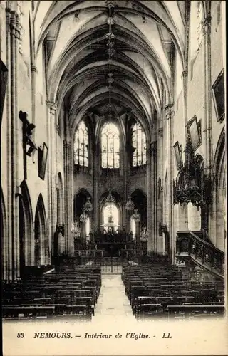 Ak Nemours Seine et Marne, Interieur de l'Eglise