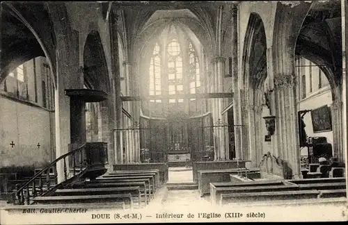 Ak Doue Seine et Marne, Interieur de l'Eglise XIIIe siecle