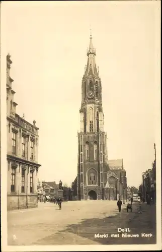 Ak Delft Südholland Niederlande, Markt met Nieuwe Kerk