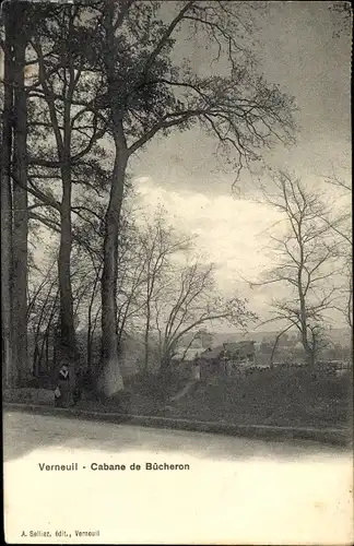 Ak Verneuil-sur-Seine Yvelines, Cabane de Bucheron