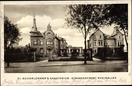 Ak Bad Godesberg Bonn am Rhein, Dr. Schorlemmer's Sanatorium, Rheinallee