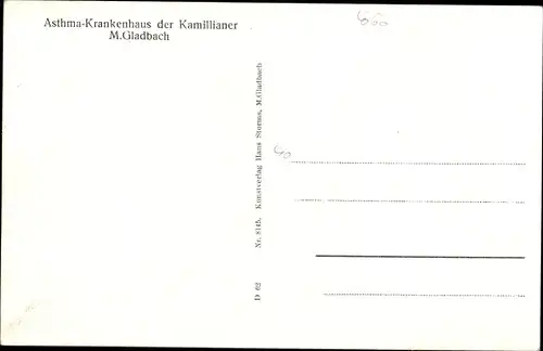 Ak Mönchengladbach im Ruhrgebiet, Asthma Krankenhaus der Kamillianer