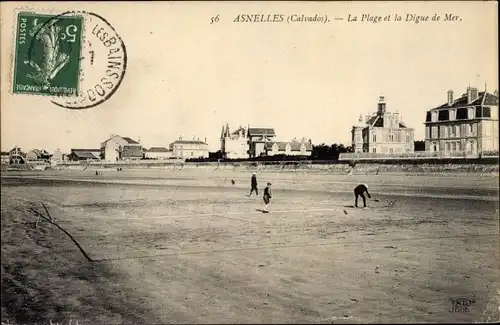 Ak Asnelles Calvados, La Plage, Digue de Mer