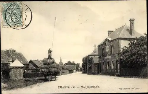 Ak Emanville Eure, Rue Principale