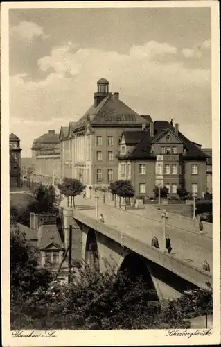 Ak Glauchau in Sachsen, Blick auf die Scherbergbrücke, Straßenpartie