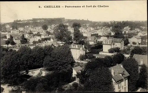 Ak Chelles Seine et Marne, Panorama et fort de Chelles