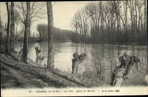 Ak Chelles Seine et Marne, Les Iles, Quai de Marne