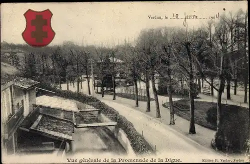 Wappen Ak Verdun Meuse, Vue generale de la Promenade de la Digue