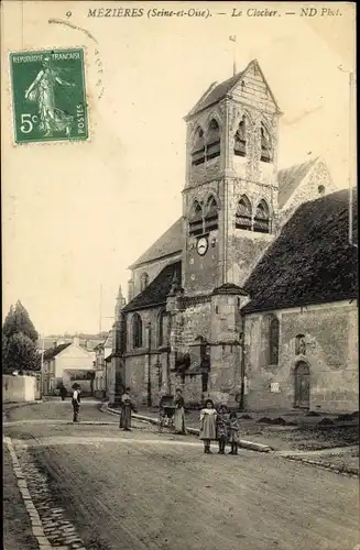 Ak Mézières-sur-Seine Yvelines, Le Clocher