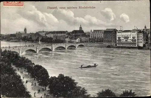 Ak Bâle Basel Stadt Schweiz, Neue mittlere Rheinbrücke