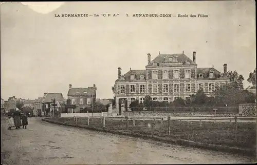 Ak Aunay sur Odon Calvados, Ecole des Filles