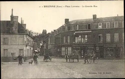 Ak Brionne Eure, Place Lorraine, Grand Rue