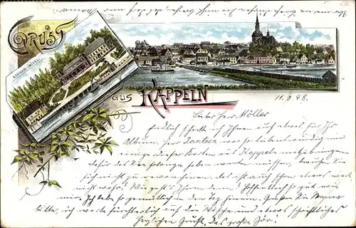 Litho Kappeln an der Schlei, Strandhotel, Ortsansicht