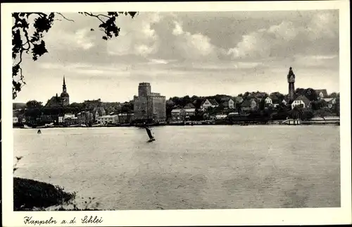 Ak Kappeln an der Schlei, Gesamtansicht, Schleipartie