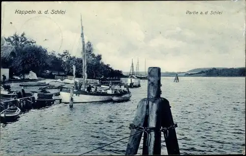 Ak Kappeln an der Schlei, Schleipartie, Bootsanlegestelle