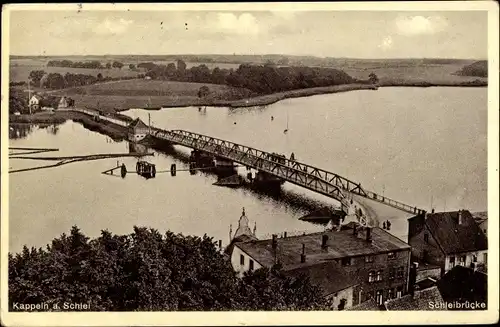 Ak Kappeln an der Schlei, Schleibrücke, Vogelschau