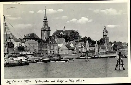 Ak Kappeln an der Schlei, Hafenansicht, Nicolaikirche, Wasserturm