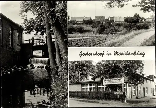 Ak Godendorf Mecklenburg, Teilansicht, Kinderferienlager, Wasserfall