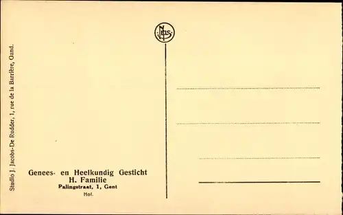 Ak Gent Ostflandern, Genees en Heelkundig Gesticht H. Familie, Palingstraat 1, Hof