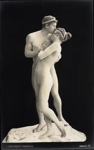 Ak Lebender Marmor, Frauenakt, Männerakt, Nacktanzug, Busen, RPH 5942 1