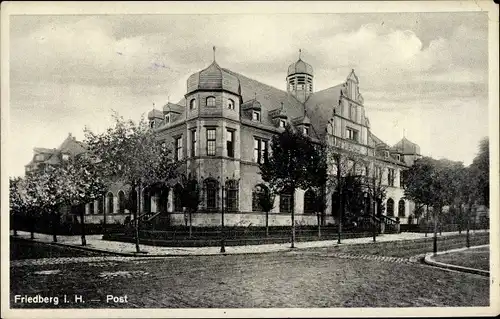 Ak Friedberg in Hessen, Postgebäude, Totalansicht