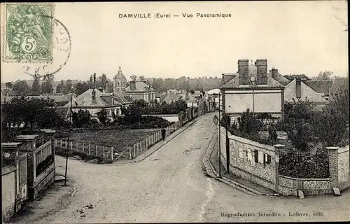 Ak Damville Eure, Vue Panoramique