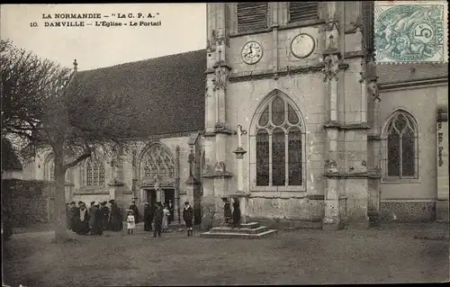 Ak Damville Eure, L'Eglise, Le Portail