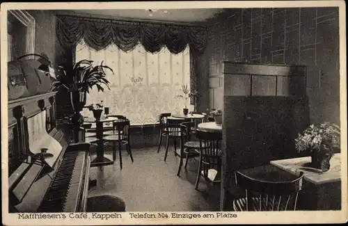 Ak Kappeln an der Schlei, Matthiesen's Café, Mühlenstraße 60, Innenansicht, Klavier