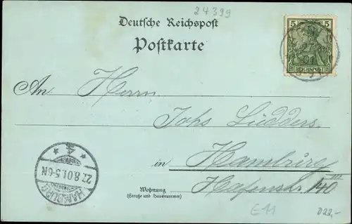 Mondschein Litho Bad Arnis an der Schlei, Straßenpartie, Ortsansichten